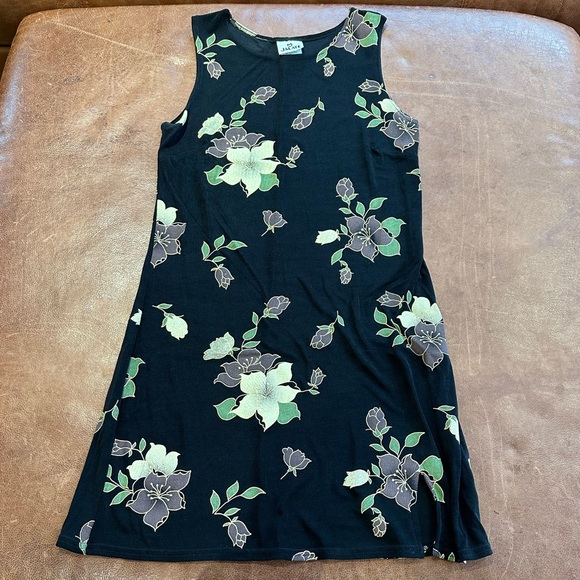 VINTAGE! Jalate Tank Dress, Black Floral, Women's Me - Picture 1 of 7